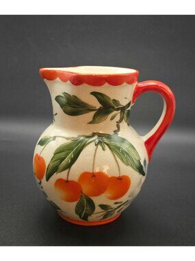 Erphila Handpainted Peasant Ware Cherry Creamer Czech